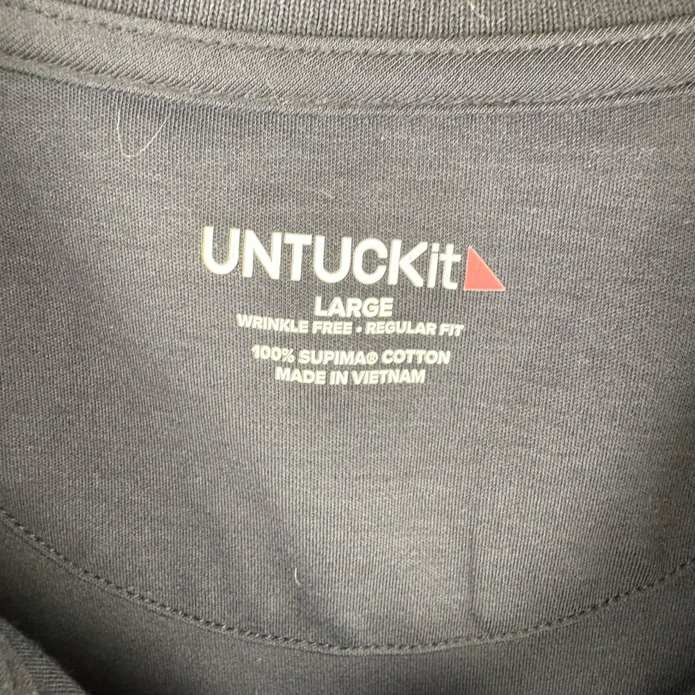 UNTUCKit Mens Navy Supima Cotton Polo Sz L Wrinkle Free Regular Fit Smart Casual - Picture 2 of 7